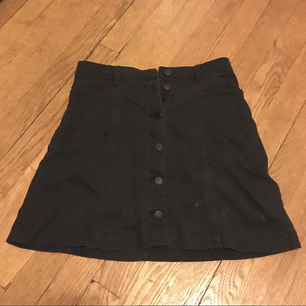 black button up jean skirt